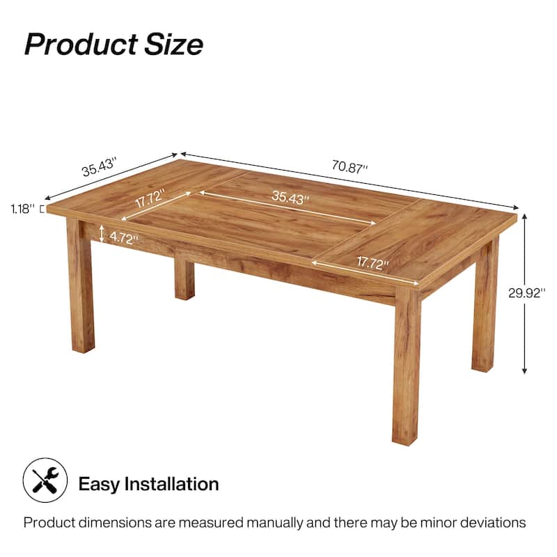 70.86" Wood Dining Table for 6-8 People with Thickened Solid Wood Legs