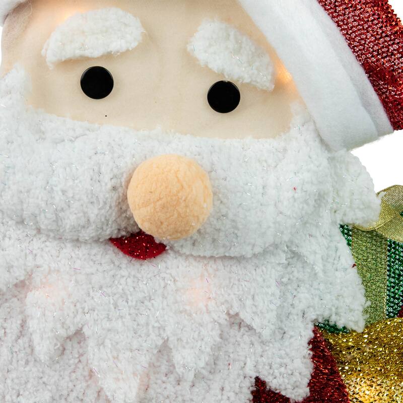 32" Red and White Lighted Waving Santa with Gifts Christmas Outdoor Decoration