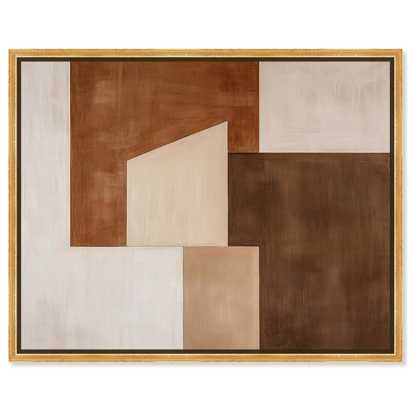 Cream and Brown Panels I Canvas by Art Remedy - Gold - 24" x 20"