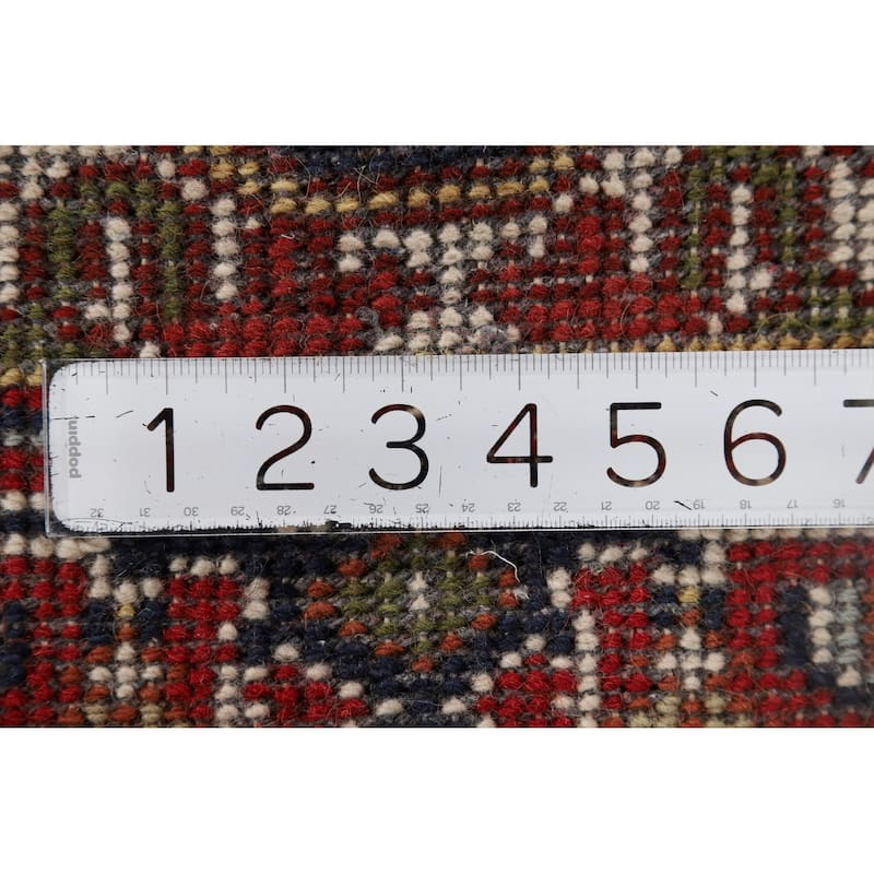 Red & Navy Blue Heriz Serapi Indian Accent Rug Handmade Wool Carpet - 2'0" x 3'0"