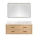 preview thumbnail 64 of 106, Cristo Floating Bath Vanity with White Quartz Stone Top and Mirror 55 in. - Fir Wood Brown