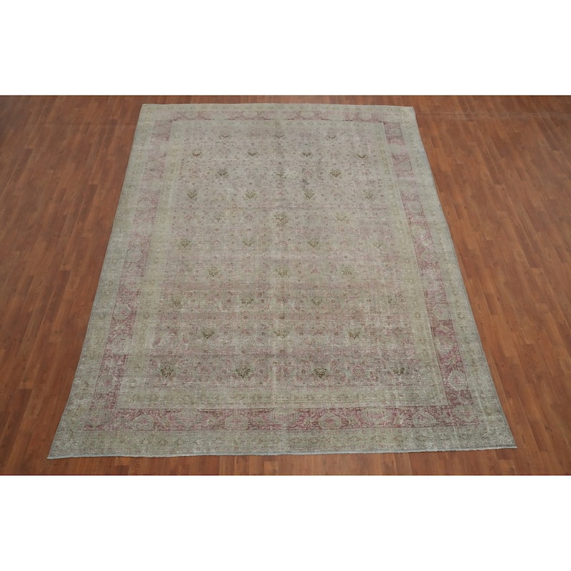 Hand Knotted Oriental 100% Wool Carpet Traditional All-Over Green Mahal Area Rug - 12' 3'' X 8' 9''