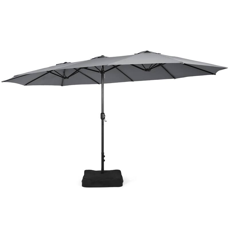 Costway 15FT Double-Sided Twin Patio Umbrella Outdoor Market W/ Crank