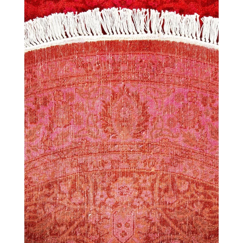 Overton Hand Knotted Wool Vintage Inspired Modern Contemporary Overdyed Orange Round Area Rug - 4' 1" x 4' 1"