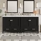 preview thumbnail 140 of 191, GDFStudio - Aurora Wood Bathroom Vanity Set with Ceramic Sink and Divided Drawers 60" - Black