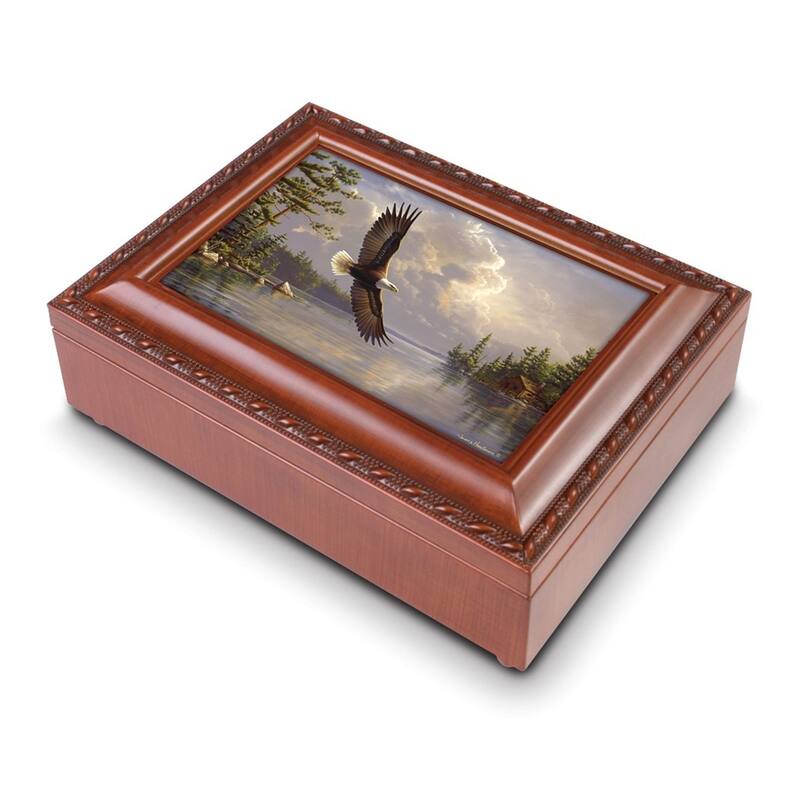 Curata American Eagle Resin Music Box (Plays Wind Beneath My Wings)