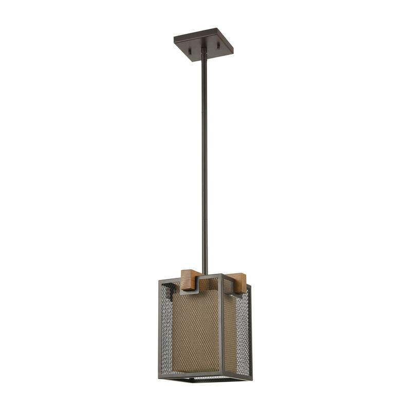 Elk Home Crossbeam Oil Rubbed Bronze Fabric 1 Light Pendant
