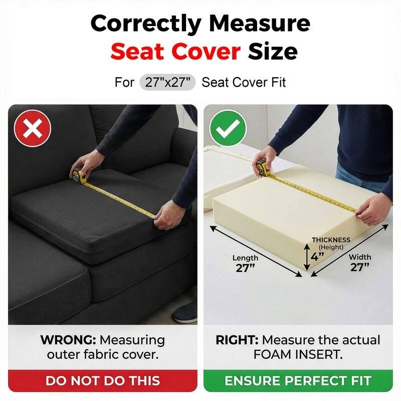 FINCATI 27" × 27" Sectional Cushion Slipcover, Outdoor Cushion Replacement Cover, Patio Seat Cover 27 Inches (COVER ONLY!)