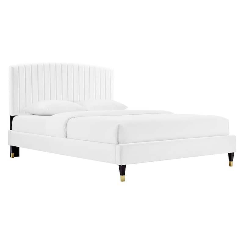 Alessi Performance Velvet Queen Platform Bed