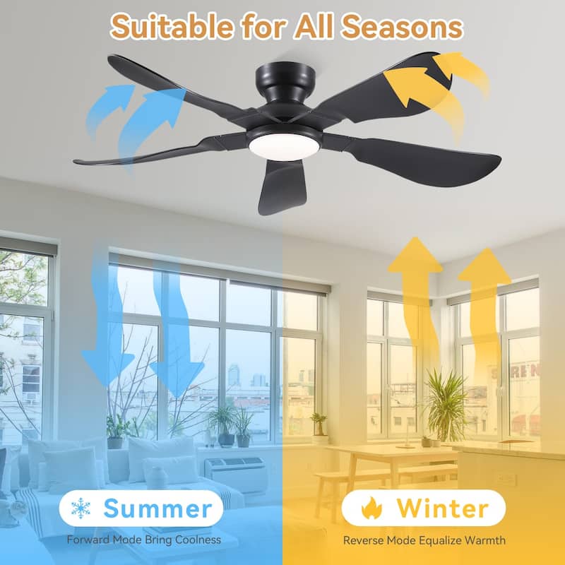 32/36/46/52 inches Low Profile Ceiling Fan with Light and Remote for Living Room Bedroom Kid's Room Patio