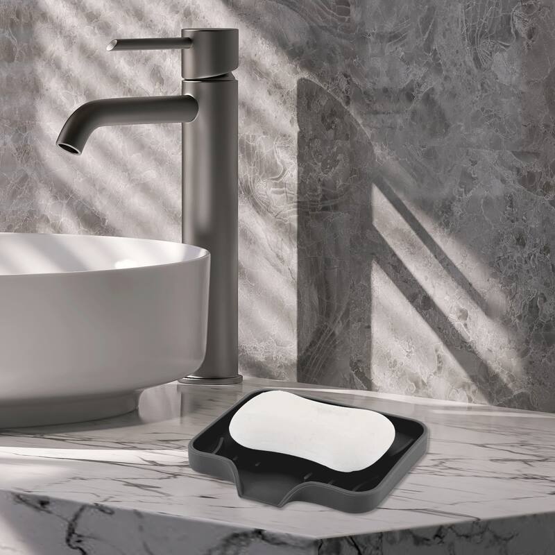 Waterproof Soap Holder with Draining for Bathroom 1 Pc - Black - 4.8"x3.94"x0.71"