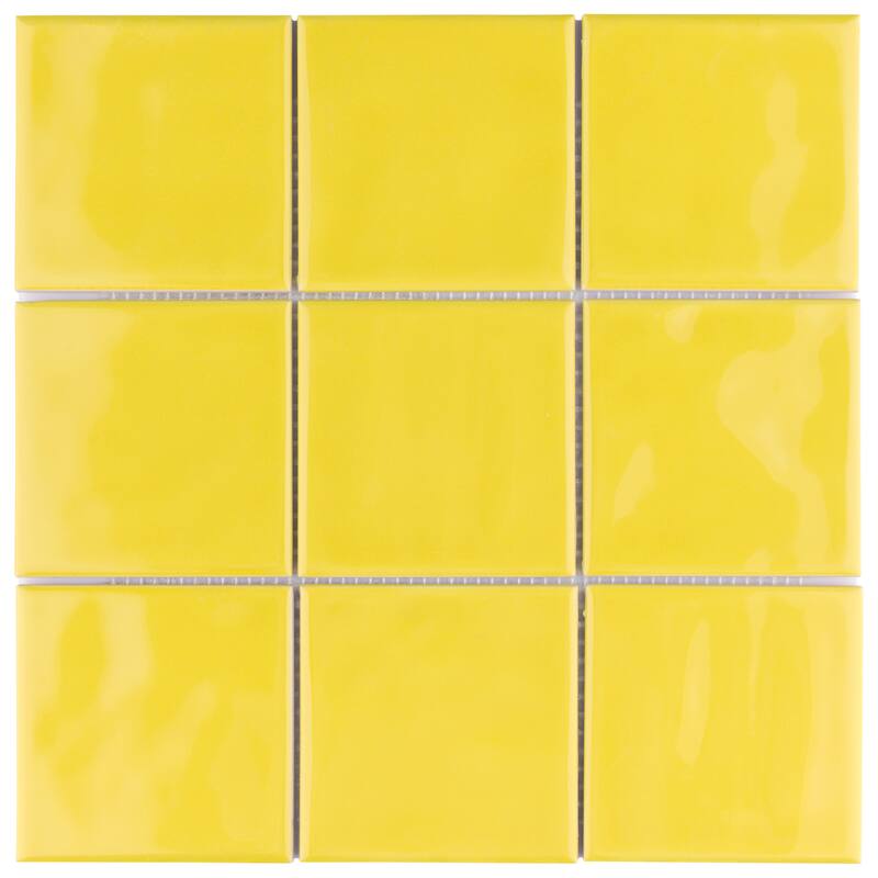 Merola Tile Twist Square Yellow Lemon 11.75" x 11.75" Ceramic Mosaic