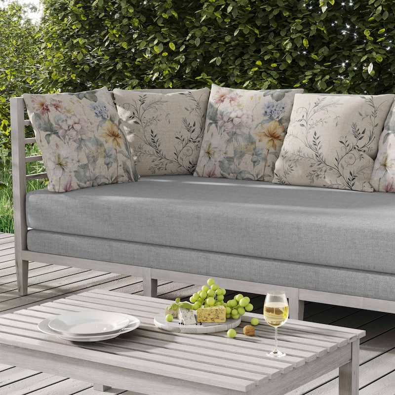 Wildflower Whimsy Indoor/Outdoor Reversible Throw Pillow Pink and Silver