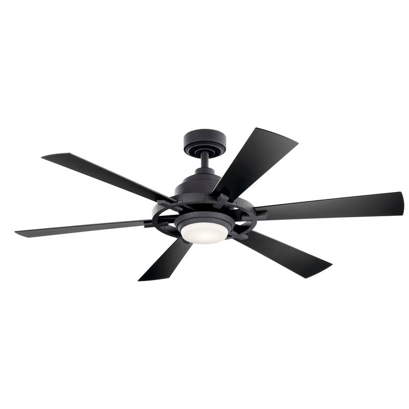 Kichler Iras 52 Inch LED Ceiling Fan Distressed Black with Walnut Blades