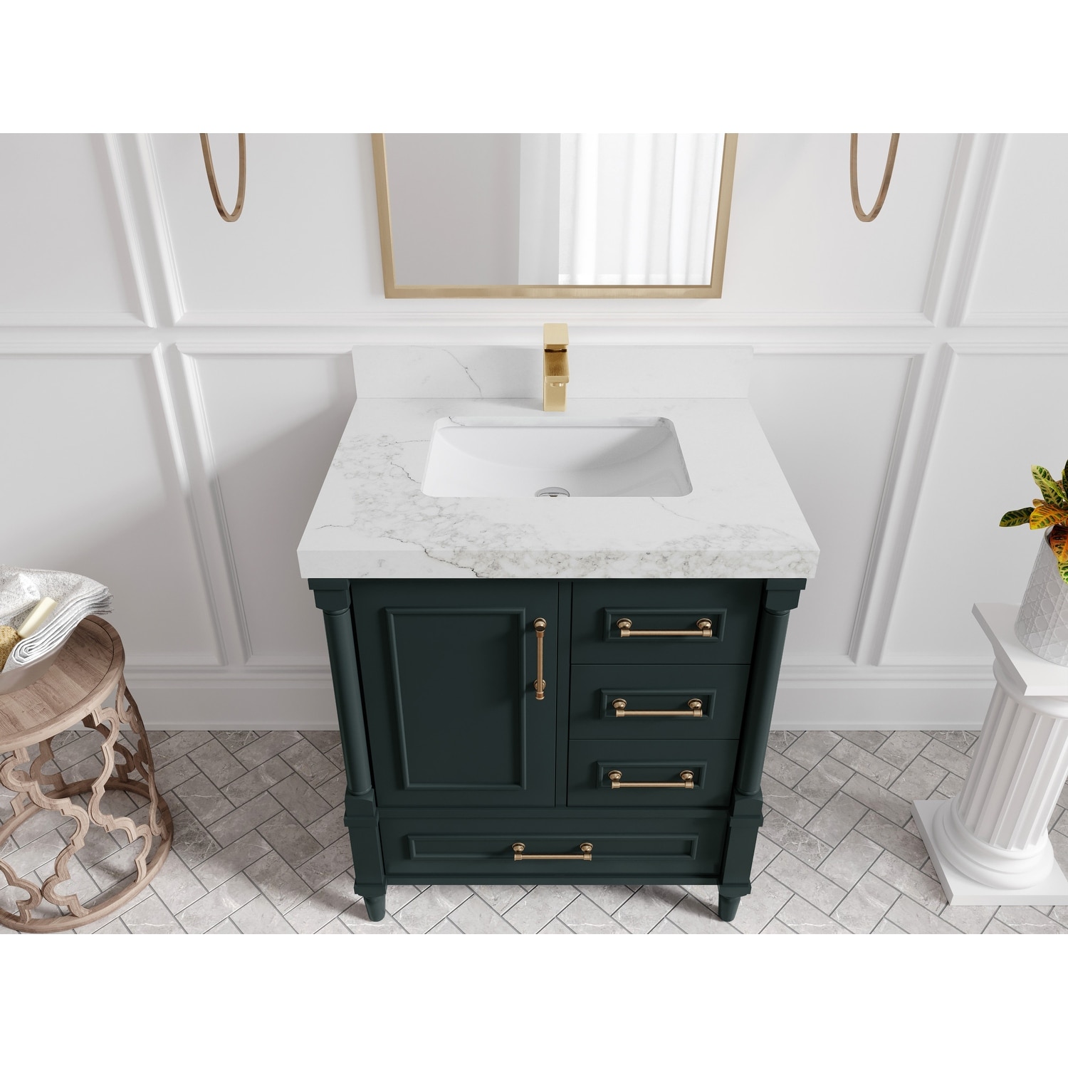 Willow Collections 30 in. W x 22 in. D Aberdeen Single Sink Bathroom Vanity in Dark Forest Green with Countertop