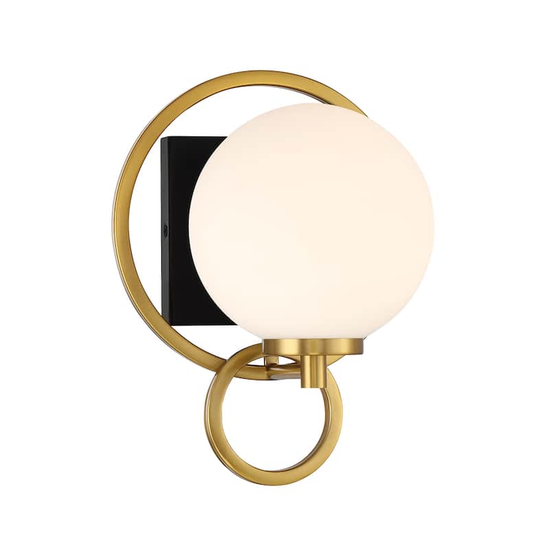 Savoy House 9-6180-1 Alhambra 11" Tall Bathroom Sconce - Matte Black / Warm Brass