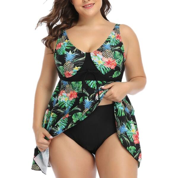uk size 16 Women/'s Two Piece Floral Tankini  Black Bottom Beach  Swimwear