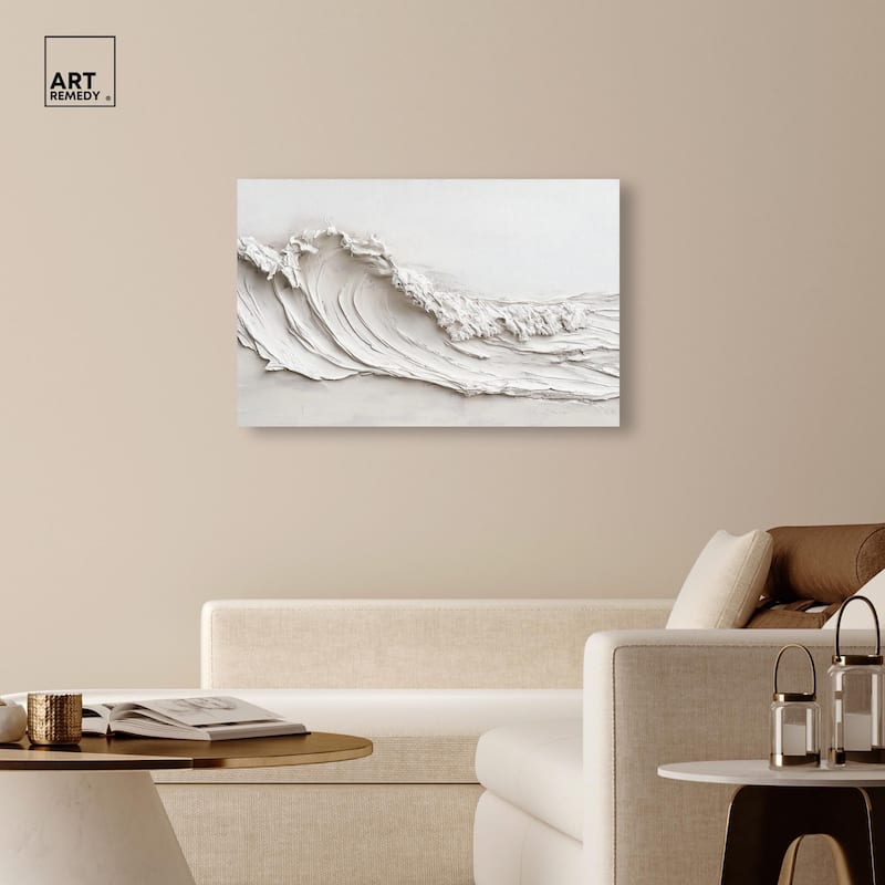 Wave on White Canvas by Art Remedy, Gallery Wrapped