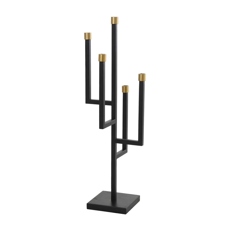 Metal 5 Candle Candelabra - Black - Roche River Decor