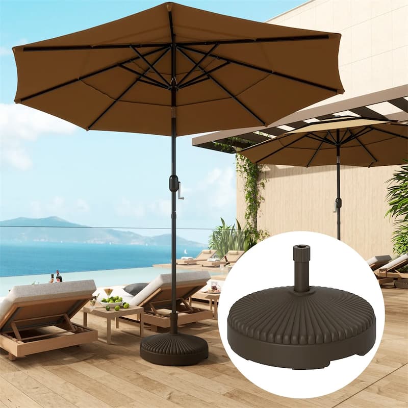 Outdoor Umbrella Base HDPE Patio Parasol Stand Fillable with Sand or Water - 21.7" x 11.8" H