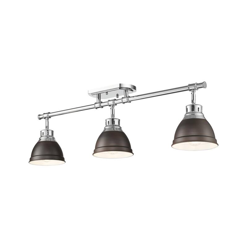 Yep by Golden Lighting Duncan 3-light Semi-Flush Mount in Chrome and Rubbed Bronze shade - 3-Light Semi-flush