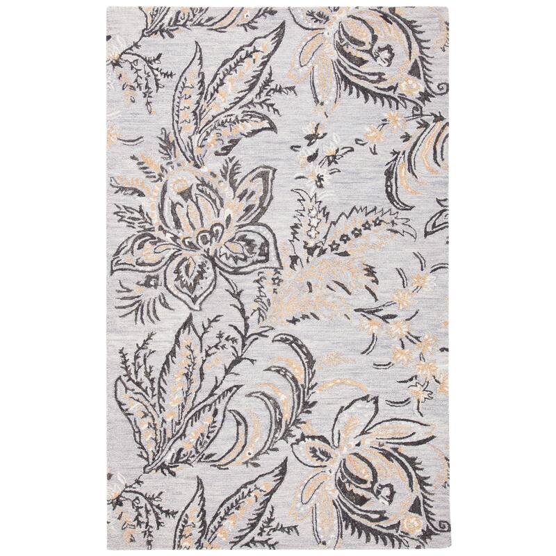 SAFAVIEH Handmade Blossom Friedel Wool Rug - 6' Square - Grey/Yellow