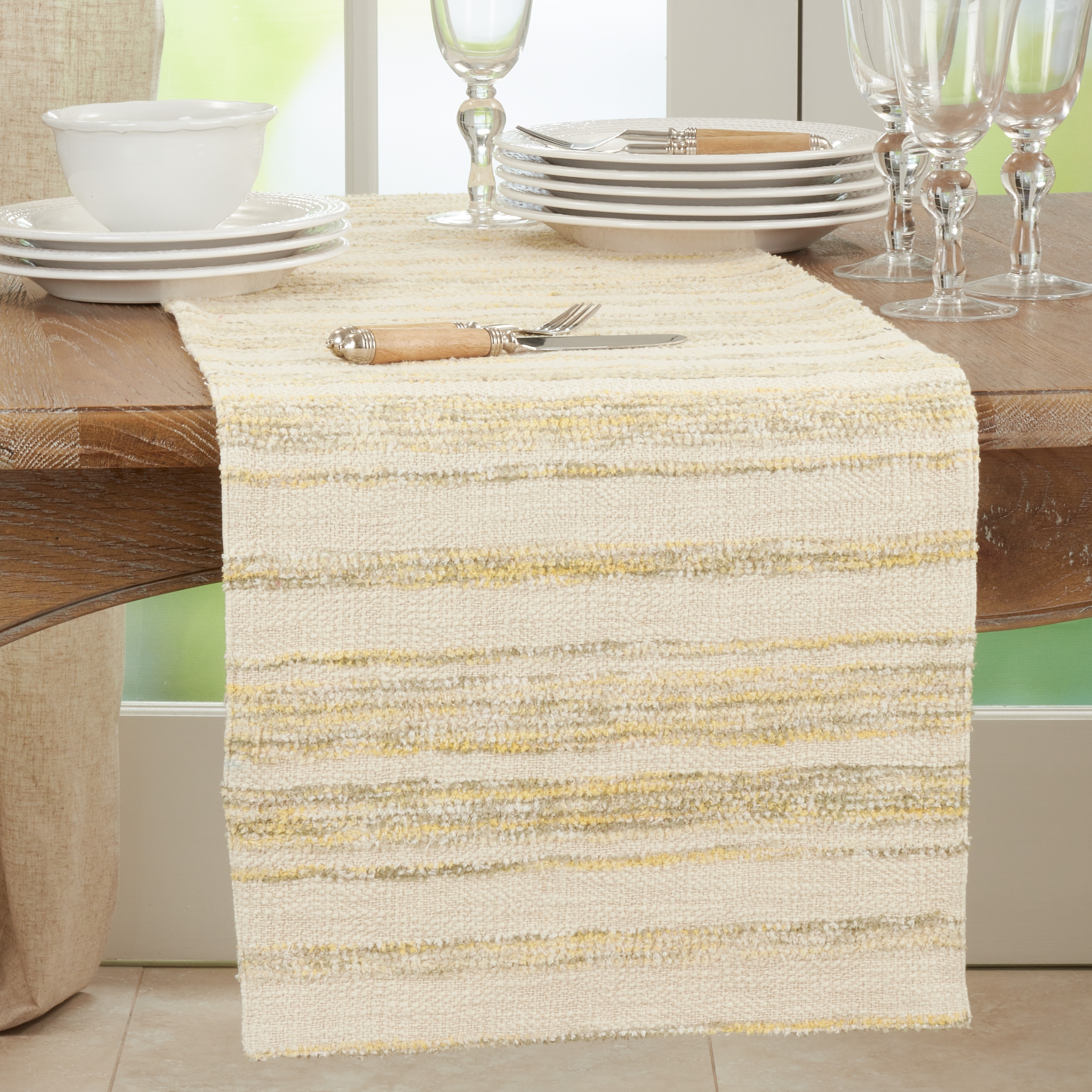 Table Runner With Striped Woven Design