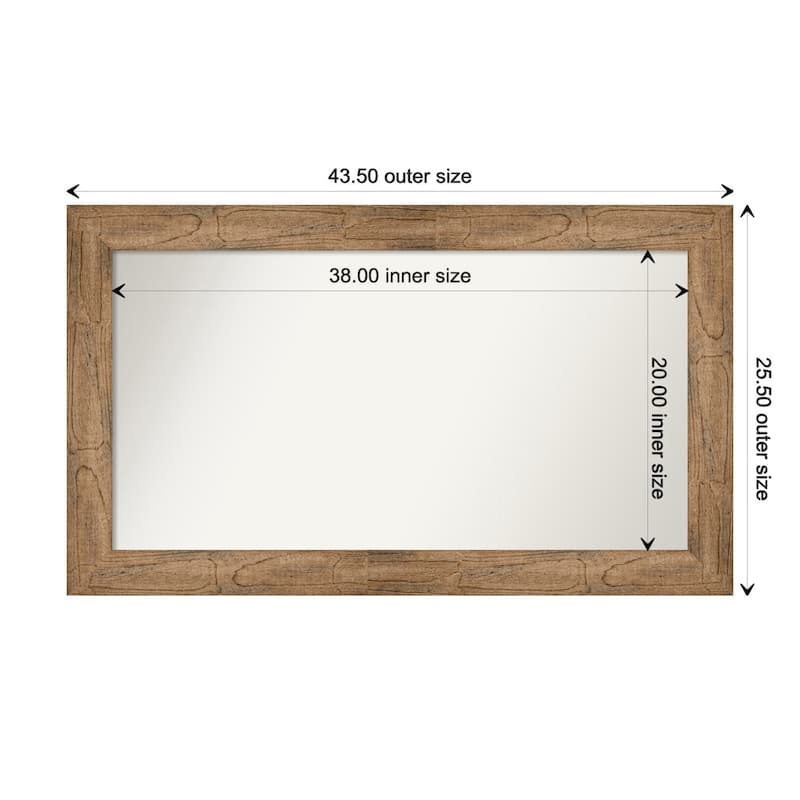 Owl Brown Framed Non-Beveled Custom Wall Mirror, Bathroom Vanity Mirror - Outer Size: 43.5 x 25.5