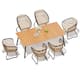 Option 82.48 inches long brown table with beige chairs