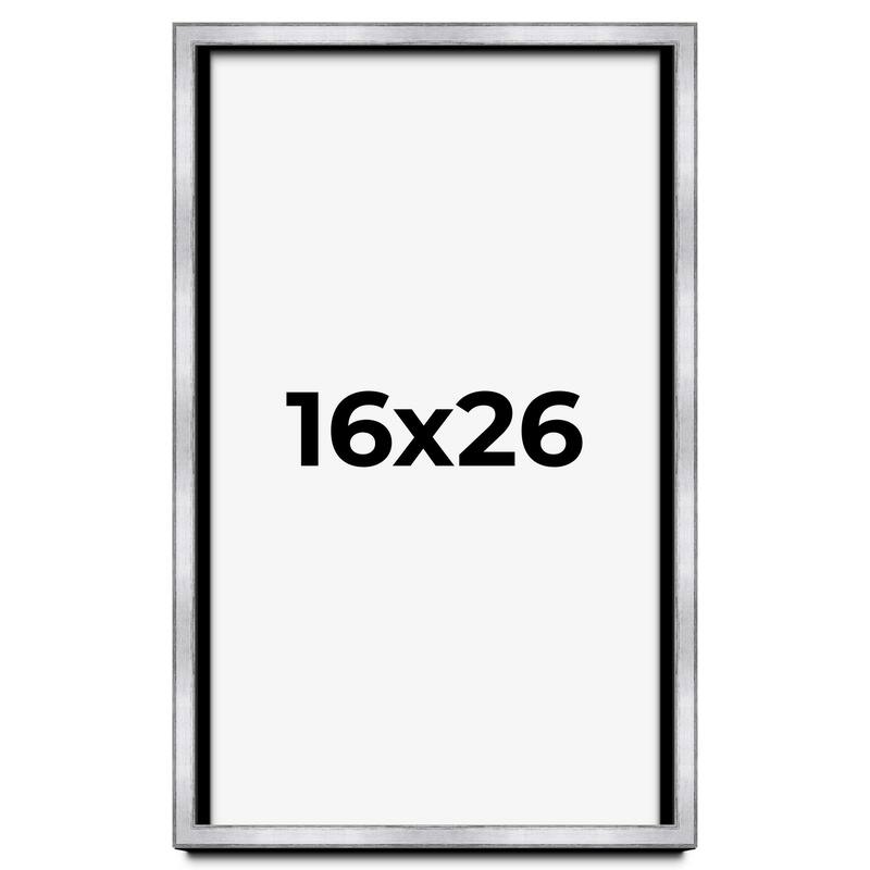 16x26 Shadow Box Frame Silver | 1.375 Inches Deep Real Wood