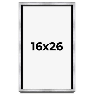 16x26 Shadow Box Frame Silver | 1.375 Inches Deep Real Wood