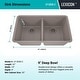 preview thumbnail 3 of 8, Lexicon Platinum 32" Quartz 50/50 Double Bowl Sink with Grids & Drain