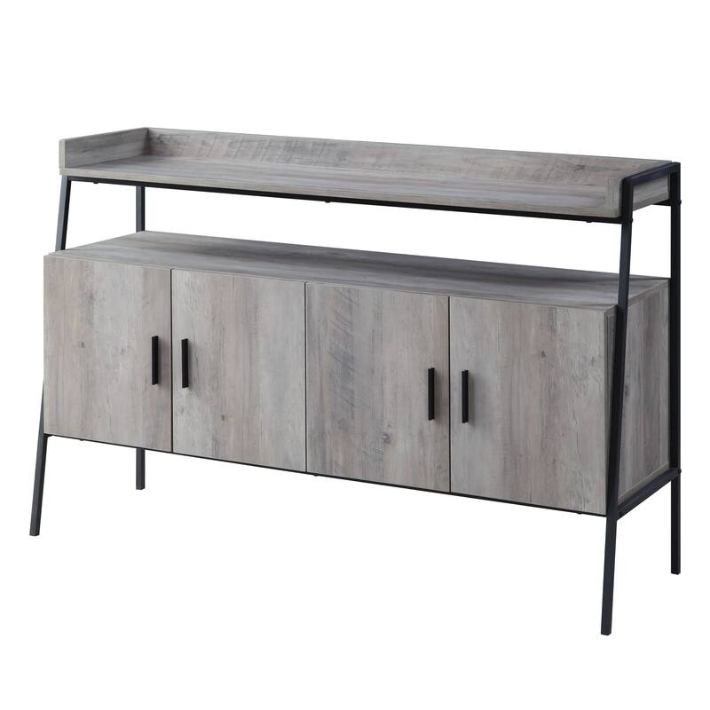 Oak 52" Industrial TV Stand with Shelf & Metal Legs