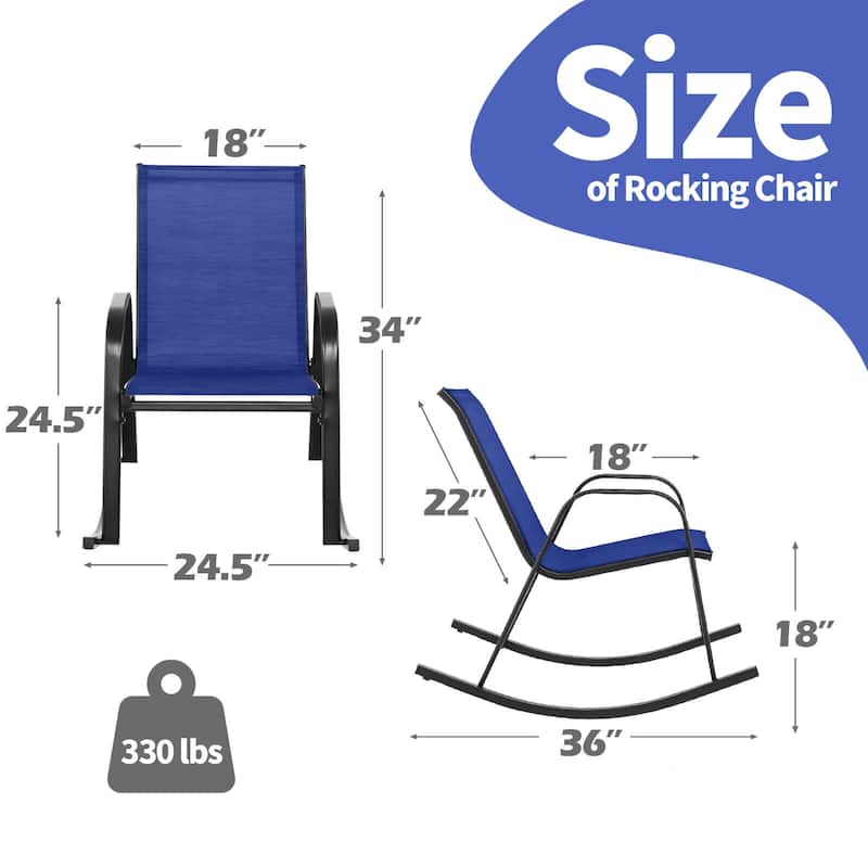 Set of 2/4 Outdoor Rocking Chairs Patio Rocking Chairs w/Metal Support