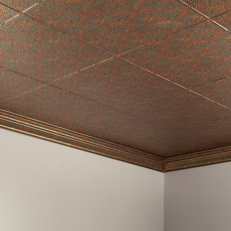 FASÄDE Border Fill Decorative Vinyl 2ft x 4ft Glue Up Ceiling Panel in Copper Fantasy (5 Pack)