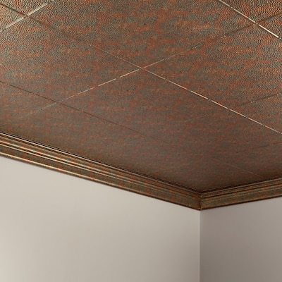 FASÄDE Border Fill Decorative Vinyl 2ft x 4ft Glue Up Ceiling Panel in Copper Fantasy (5 Pack)