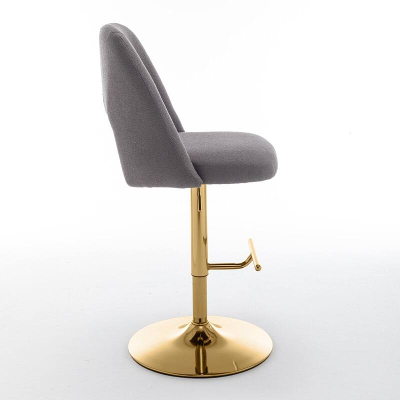 Best Quality Furniture Adjustable Textured Fabric Barstools with Chrome Finish Base (Set of 2)