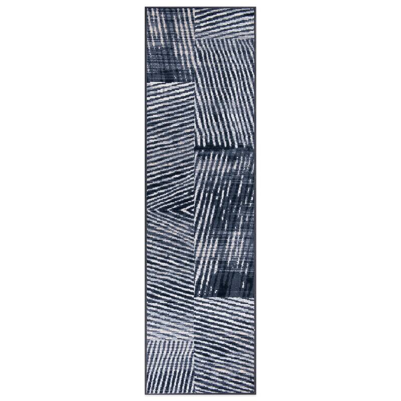 Geometric Stripe Distressed Non Slip Area Rug