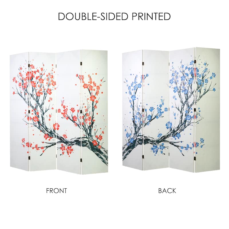 American Art Decor Double-Sided Canvas Room Divider, 4 Panels, 70" H x 63" L