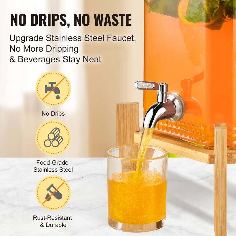 Beverage Dispenser with Spigot and Lid, Iced Tea Lemonade Juice Water Dispenser