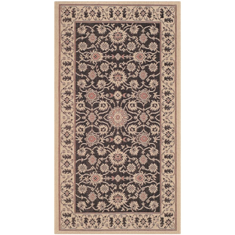 SAFAVIEH Courtyard Felicitas Indoor/ Outdoor Waterproof Patio Backyard Rug - 4' x 6' - Cream/Black