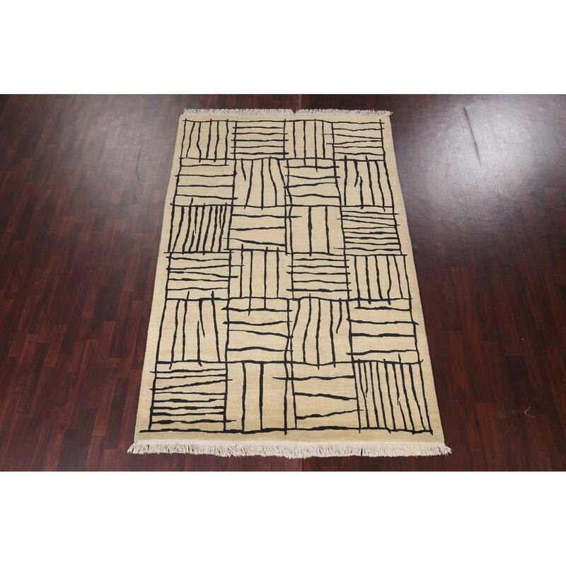 Vegetable Dye Abstract Nepalese Oriental Area Rug Wool Hand-knotted - 6'2" x 9'4"