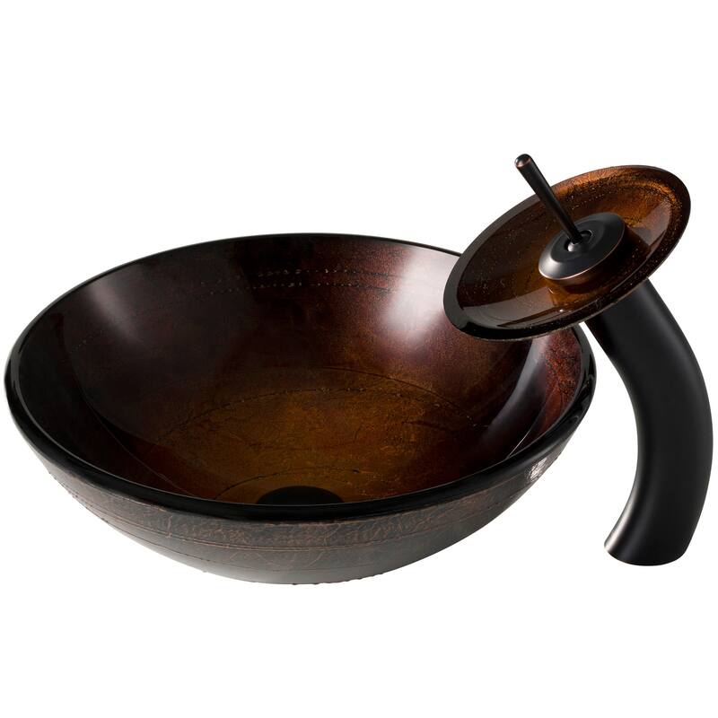 Kraus Bathroom Combo - 16-1/2" Copper Illusion Glass Vessel Bathroom