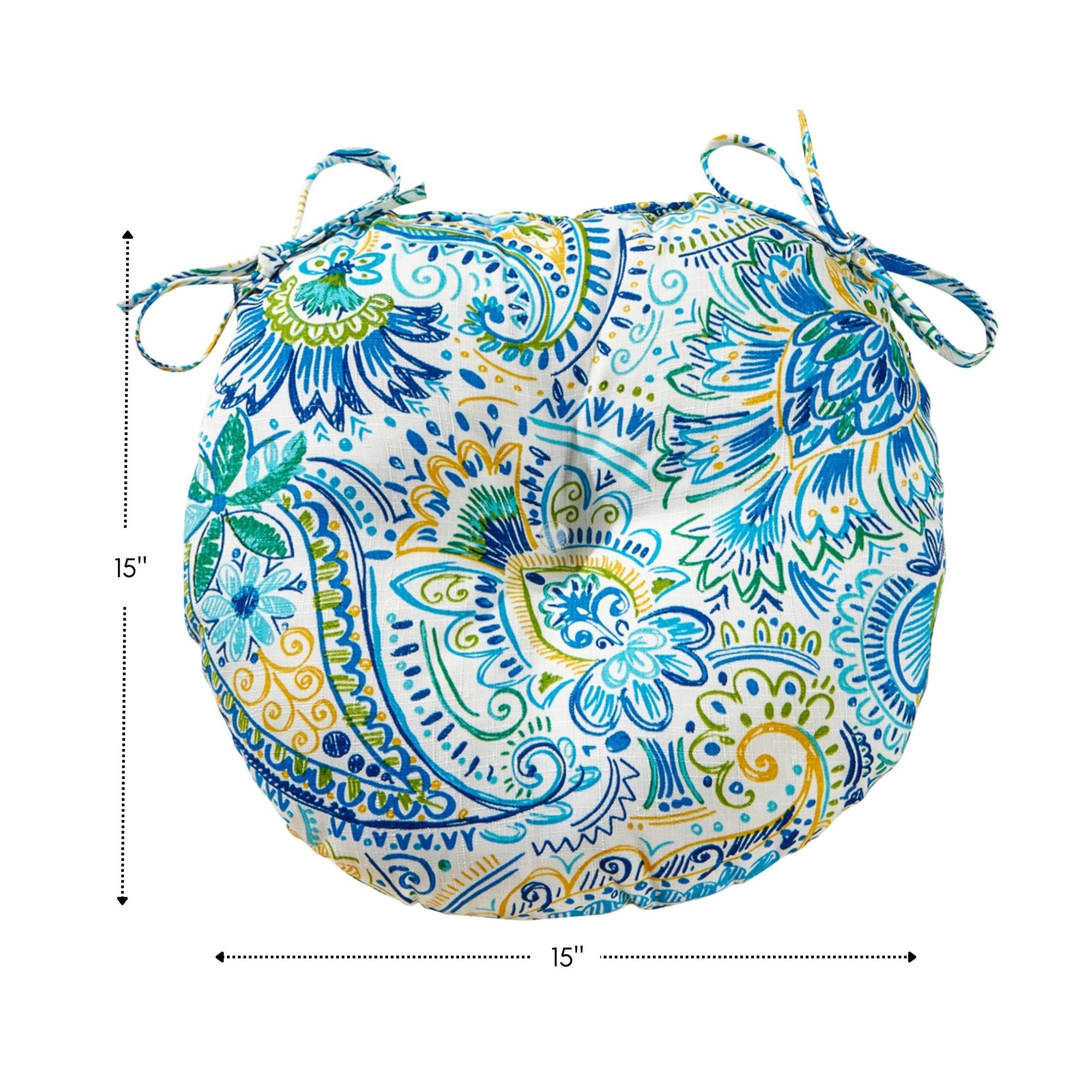 15-inch Round Outdoor Painted Paisley Bistro Chair Cushions - Picture 10 of 15