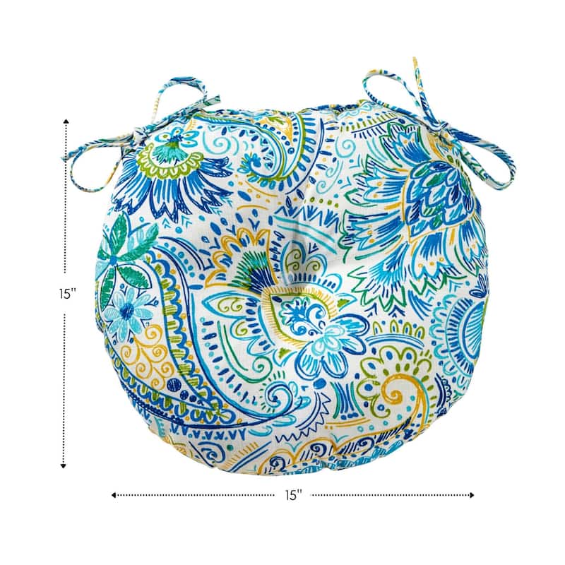 Painted Paisley 15-inch Round Outdoor Bistro Chair Cushion (Set of 4)