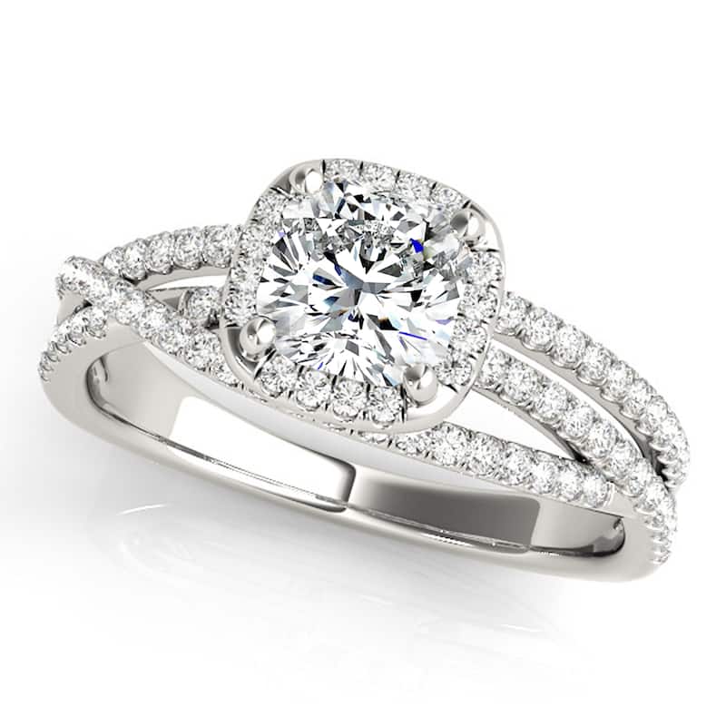 Auriya 14k White Gold Lab Grown Cushion Diamond Halo Engagement Ring 0.50 to 5.00 ct. tw. (F-G VS) - 0.75 ct. center - 4