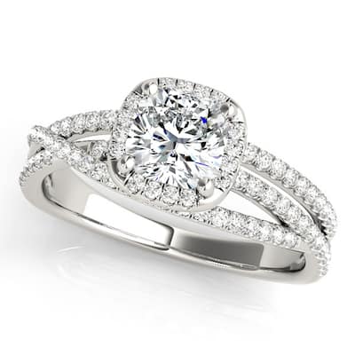 Auriya 14k White Gold Lab Grown Cushion Diamond Halo Engagement Ring 0.50 to 5.00 ct. tw. (F-G VS)