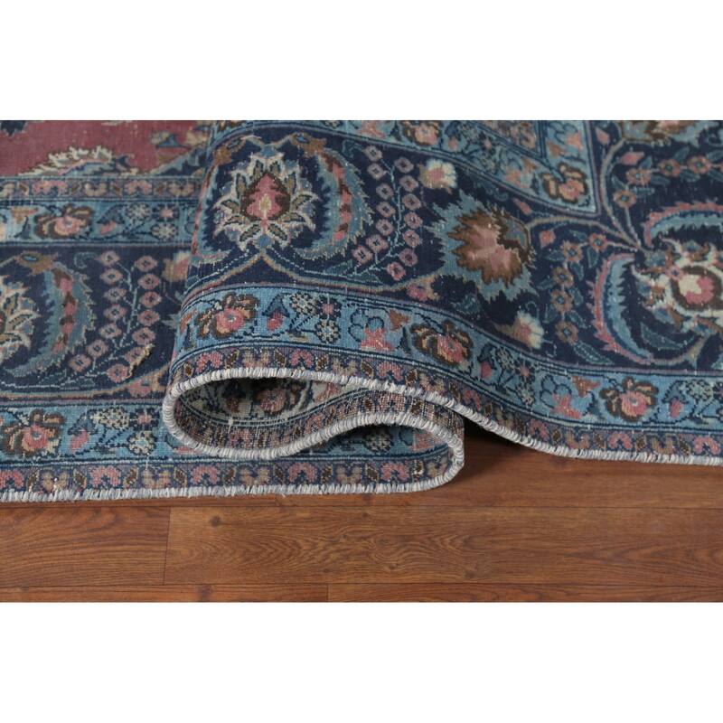 Distressed Traditional Mashad Persian Antiqu Rug Handmade Wool Carpet - 8'4"x 11'5"