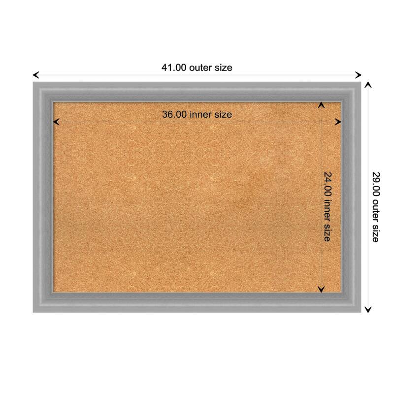 Peak Polished Nickel Narrow Framed Natural Corkboard Bulletin Board - Board Size 36x24