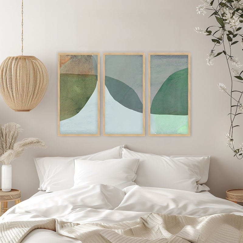 "Opal Canopy" Set of Three Framed Textured Wall Art - Multi-Color